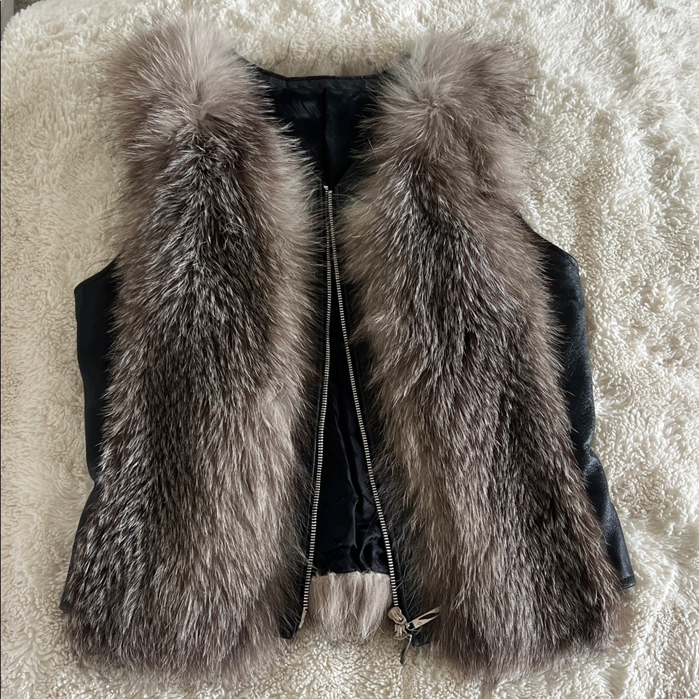Fur Vest with Leather Inserts